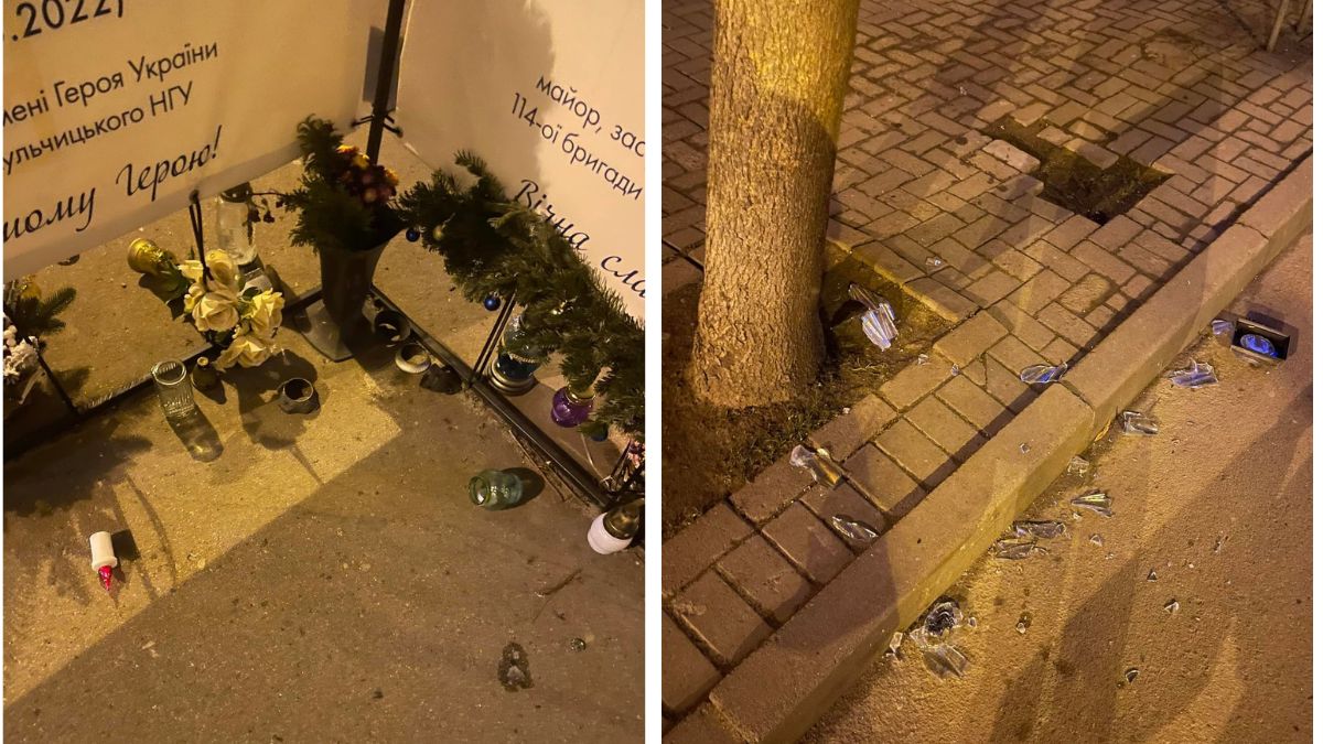 У Коломиї невідомі побили лампадки і порозкидали квіти біля стели загиблим захисникам